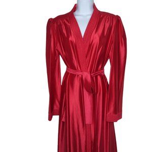 Vintage 60s Barad Co Tom Bezduda Long Dressing Gown Robe M Red Quilt Trim Union